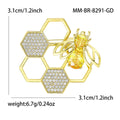 Alloy Rhinestone Bee Honeycomb Brooch Pin For Fashion Clothing Fastening view 4