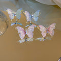 Fresh Acrylic Rhinestone Butterfly Stud Earrings With Silver Posts, Korean Sweet Cool Style view 1