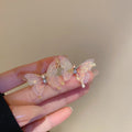 Fresh Acrylic Rhinestone Butterfly Stud Earrings With Silver Posts, Korean Sweet Cool Style view 3