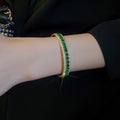 Copper Emerald Square Rhinestone Open Bangle, Geometric Ruili Style Statement Jewelry For Women view 4