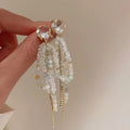925 Silver Needle Crystal Bow Tassel Butterfly Drop Earrings For Women, Korean Office Chic view 1