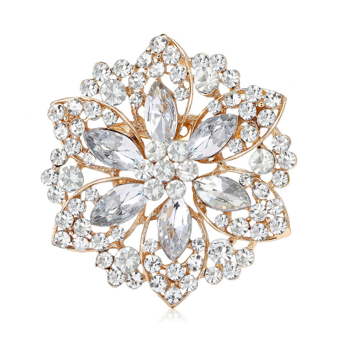 Alloy Rhinestone Crystal Sunflower Brooch Pin For Cardigans And Coats