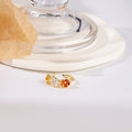 Elegant C Shape Gold Alloy Hoop Studs With Colorful Enamel Flower Wreath And Irregular Liquid Metal Earrings view 4