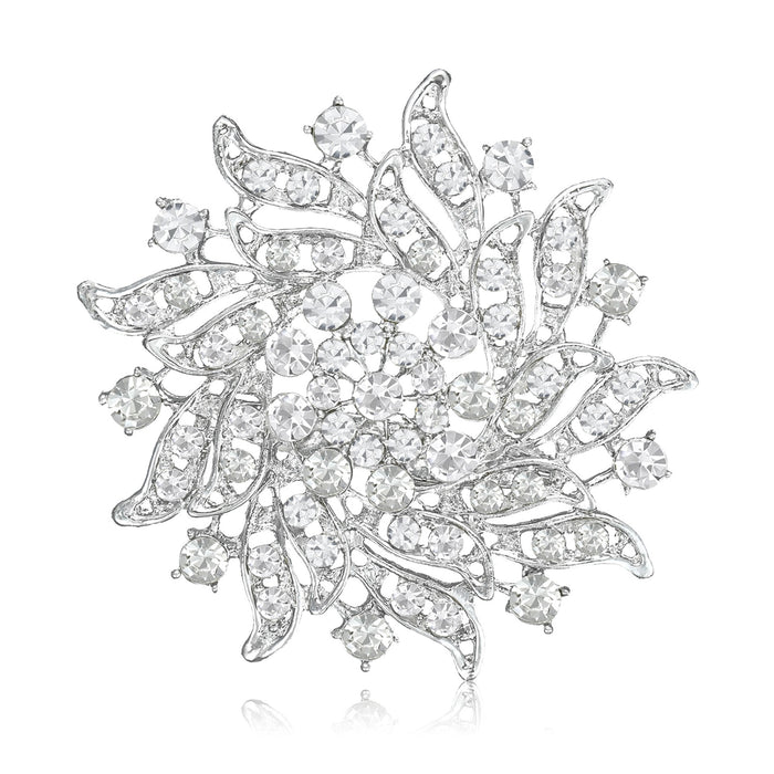 Metal Alloy Rhinestone Sunflower Brooch Pin For Garment Fastening
