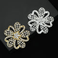 Alloy Rhinestone Flower Brooch Pin For Dresses And Cardigans – Gold view 3
