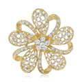 Alloy Rhinestone Flower Brooch Pin For Dresses And Cardigans – Gold view 1