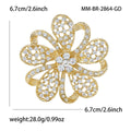 Alloy Rhinestone Flower Brooch Pin For Dresses And Cardigans – Gold view 6