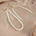 French Vintage Large White Pearl Necklace, Sweet Fashion Collarbone Chain For Women view 1
