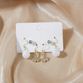 Elegant Multi Pair Pearl Rhinestone Bow Heart Geometric Ginkgo Leaf Alloy Stud Drop Earrings view 3