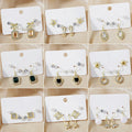 Elegant Multi Pair Pearl Rhinestone Bow Heart Geometric Ginkgo Leaf Alloy Stud Drop Earrings view 1