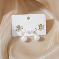 Elegant Multi Pair Pearl Rhinestone Bow Heart Geometric Ginkgo Leaf Alloy Stud Drop Earrings view 2