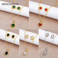 Elegant Vintage Palace Style Crystal Rhinestone Heart Oval Square Alloy Necklace Stud Set Earrings view 1