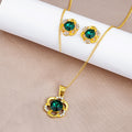 Elegant Vintage Palace Style Crystal Rhinestone Heart Oval Square Alloy Necklace Stud Set Earrings view 2