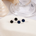 Elegant Silver Alloy Geometric Round Front Back Studs With Blue Glitter And Black Enamel Question Mark Earrings view 2