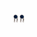 Elegant Silver Alloy Geometric Round Front Back Studs With Blue Glitter And Black Enamel Question Mark Earrings view 5