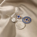 Vintage Bohemian Statement Alloy Enamel Sunflower Round Disc Dangle Hook Drop Ethnic Earrings view 2