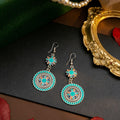 Vintage Bohemian Statement Alloy Enamel Sunflower Round Disc Dangle Hook Drop Ethnic Earrings view 4