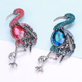 Alloy Rhinestone Flamingo Brooch Vintage Animal Lapel Pin For Apparel view 3
