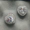 Full Pave Zircon Heart Stud Earrings For Women, Delicate Valentine Love Jewelry Gift view 3