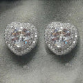 Full Pave Zircon Heart Stud Earrings For Women, Delicate Valentine Love Jewelry Gift view 1