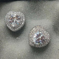 Full Pave Zircon Heart Stud Earrings For Women, Delicate Valentine Love Jewelry Gift view 2