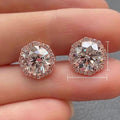 Retro Rose Gold Color Zircon Stud Earrings For Women Delicate Ear Hole Care Jewelry view 4