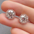 Retro Rose Gold Color Zircon Stud Earrings For Women Delicate Ear Hole Care Jewelry view 2