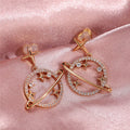 Trendy Planet Pendant Earrings With Star Stud Design, Niche Fashion Ear Jewelry For Women view 2