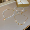 Genuine Gold Plated Cat Eye Stone Pearl Flower Heart Adjustable Korean Style Bangle view 1