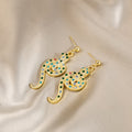 Luxury Ethnic Snake Shape Colorful Zircon Rhinestone Gold Plated Alloy Animal Stud Drop Earrings view 4