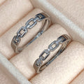 Korean Style Love Weave Zircon Ring, Hollow Adjustable Couple Matching Rings With Inlaid Stones view 2