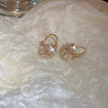 Korean Style Alloy Flower Rhinestone Ball Earrings For Women, Light Luxury OL Design view 2