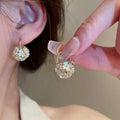 Korean Style Alloy Flower Rhinestone Ball Earrings For Women, Light Luxury OL Design view 1