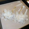 Korean Style Alloy Flower Drop Earrings With Faux Crystal Silver Needle Summer Statement Design view 3
