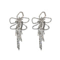 Alloy Rhinestone Flower Tassel Long Drop Earrings, Statement European Style Jewelry view 5