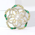 Copper Zircon Flower Brooch Pin For Women Suit Dresses view 2