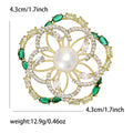 Copper Zircon Flower Brooch Pin For Women Suit Dresses view 5