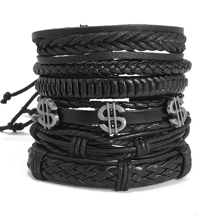 Handmade Woven Leather Bracelet DIY 6 Piece Set Custom Mix And Match Wristband Set