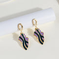 Elegant French Irregular Monstera Leaf Shape Gold Alloy Enamel Contrast Color Dangle Stud Drop Earrings view 3