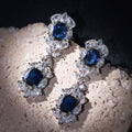 Vintage Bridal Dangle Earrings With Tassel Royal Blue Zircon Stones For Wedding Dress Jewelry view 1