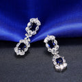 Vintage Bridal Dangle Earrings With Tassel Royal Blue Zircon Stones For Wedding Dress Jewelry view 2