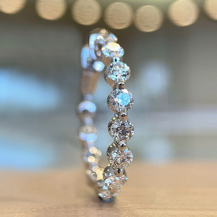 2024 Early Spring Women Row Ring, Full Circle Zircon Inlaid Minimalist Design Ring With Packaging