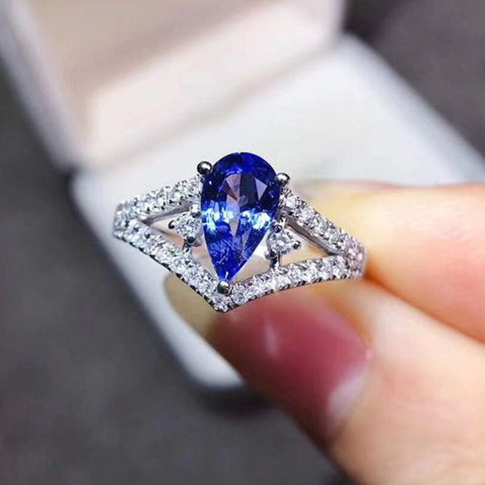 Trendy Pear Shaped Water Drop V Shape Ring For Women, Fashion Statement Finger Jewelry