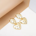 Luxury Silver Needle Rhinestone Polka Dot Round Stud Heart Dangle Elegant Statement Earrings view 2