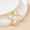 Luxury Silver Needle Rhinestone Polka Dot Round Stud Heart Dangle Elegant Statement Earrings view 3