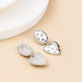 Luxury Silver Needle Rhinestone Polka Dot Round Stud Heart Dangle Elegant Statement Earrings view 4
