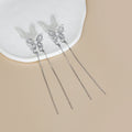 Elegant Silver Alloy Rhinestone Pearl Hollow Butterfly Long Chain Tassel Statement Stud Earrings view 3