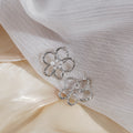 Elegant Silver Alloy Open Flower Faux Pearl Stud Earrings For Women Minimalist Fashion Creative Earrings view 3