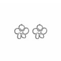 Elegant Silver Alloy Open Flower Faux Pearl Stud Earrings For Women Minimalist Fashion Creative Earrings view 5