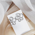 Elegant Silver Alloy Open Flower Faux Pearl Stud Earrings For Women Minimalist Fashion Creative Earrings view 2